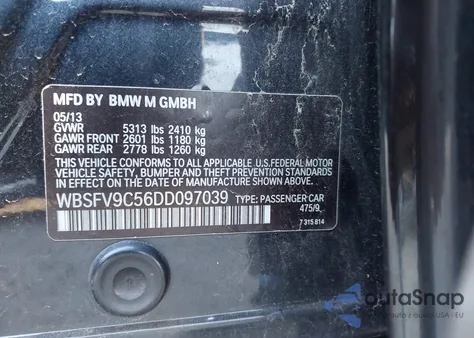 2013 BMW M5 from USA, damaged, VIN WBSFV9C56DD097039